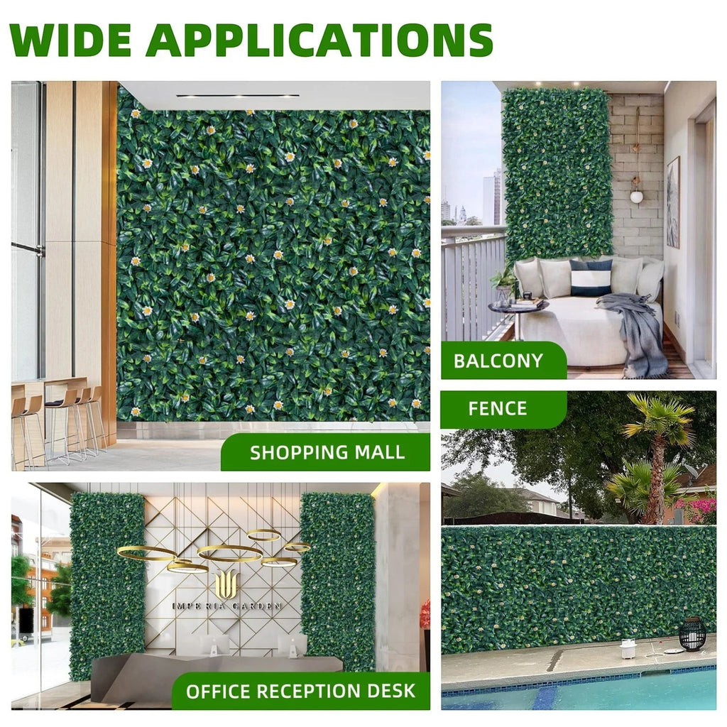 12 Pack 20x20 Inch Artificial Boxwood Grass Wall Panels, UV Protected Faux Greenery Fence Screen, Realistic Hedge Wall Backdrop for Indoor Outdoor Garden, Patio, Wedding & Home Decor