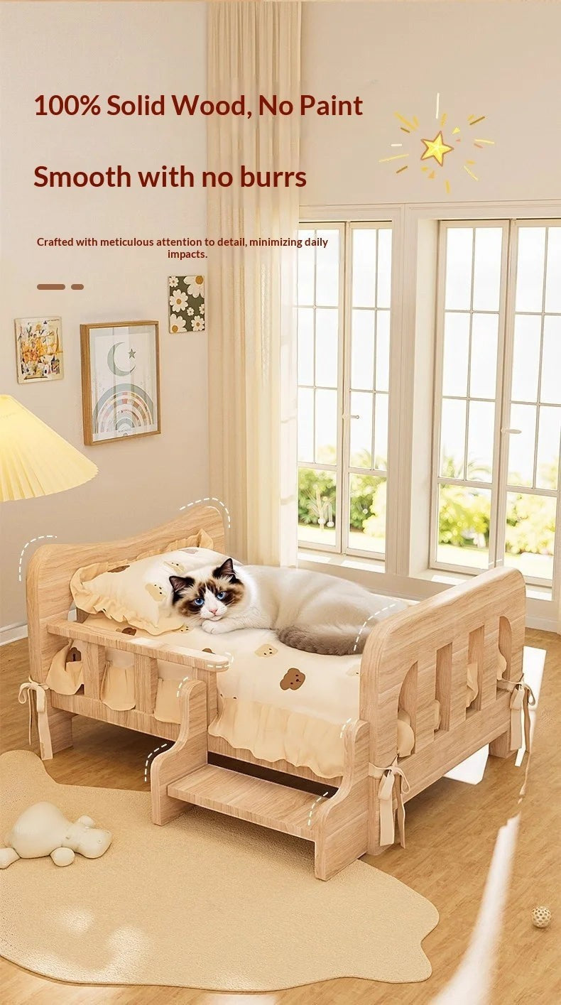 Solid Wood Elevated Dog Bed All Season Pet House for Small Medium Large Dogs Cats Raised Puppy Sleeping Pet Supplies Dog Bed