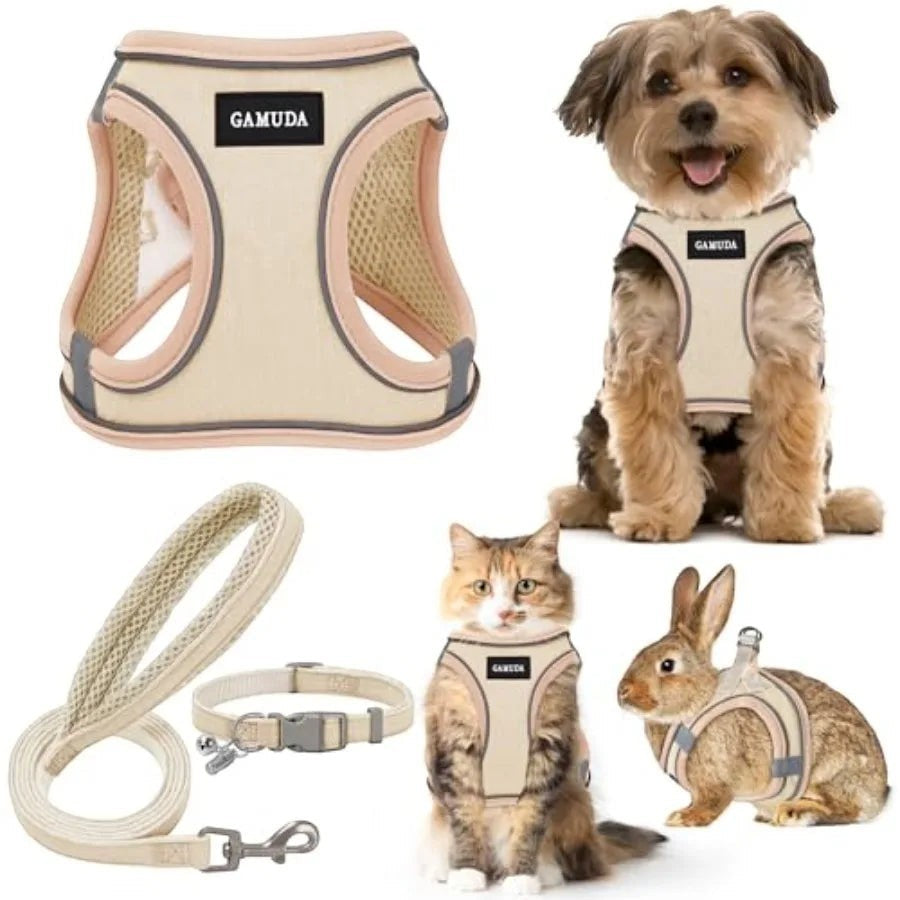 Mincy Pets Step-In No-Pull Linen Mesh Dog Harness & Leash product photo.
