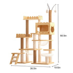 Modern Wooden Cat Tree Tower for Indoor Cats, Multi-Level Cat Condo with Sisal Scratching Posts, Top Perch & Acrylic Hammock, Durable Large Activity Center for Multiple Kittens