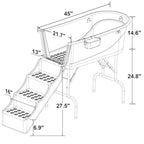 45" Pet Grooming Bathtub Dog Wash Station Heavy Duty Bathing Tub Bathtub and Stairs Combo