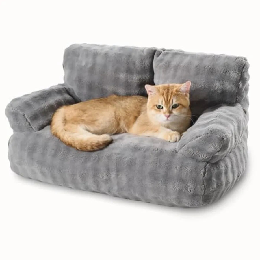 Cat Couch Bed Cute Soft Pet Sofa for Indoor Cats Kittens Puppies with Removable Washable Cover 26"x15