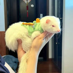 Soft Cartoon Ferret Vest Harness Adjustable Flannel Hamster Chest Strap Dragon Design with Bell Ferret Traction Rope Training