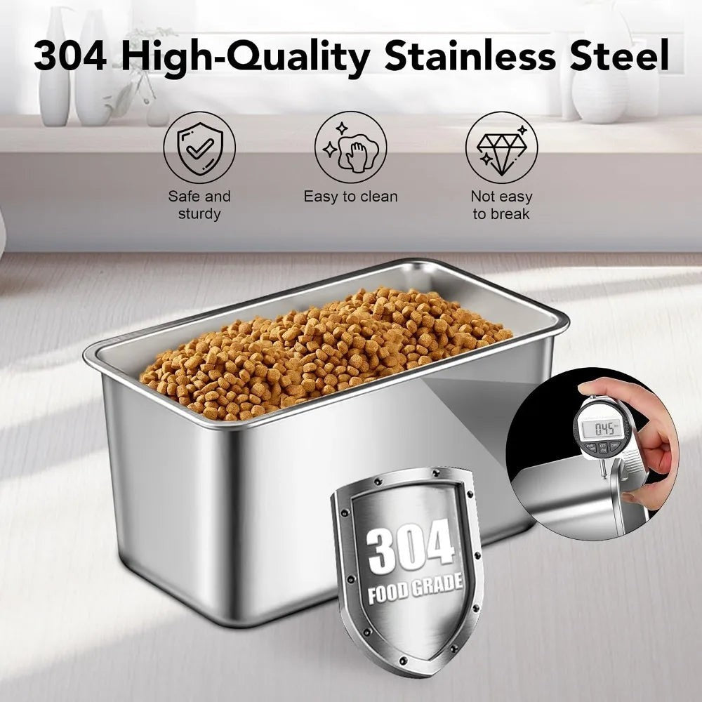 Stainless Steel Dog Food Container, 11lb/16lb Airtight Pet Food Storage Bin with Scoop, Keep Dry Food Fresh, Brown