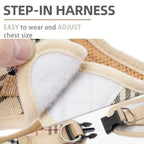 Step-in no-pull dog harness and leash set for small & medium dogs and cats, soft breathable mesh reflective anti-escape vest, size S for easy outdoor use