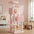 Tall Multi Level Cat Tree Condo with Scratching Posts Perches Caves Hammock and Toys