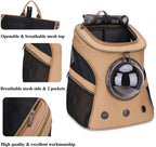 Large Pet Carrier Backpack for Fat Cats & Puppies, Airline-Approved, Bubble Window, Khaki