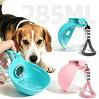 2-in-1 Portable Dog Water Bottle with Lanyard Hook Foldable Silicone Dog Bowl Leak-proof Compact Travel Pet Feeding Bottle