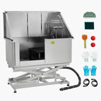 Electric Lift Dog Washing Station 50in StainlessSteel w/PE Water Filter Board Faucet&Showerhead DogBathtub