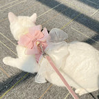Pet traction rope anti-break free special cat rope kitten vest adjustable pink bow chest back