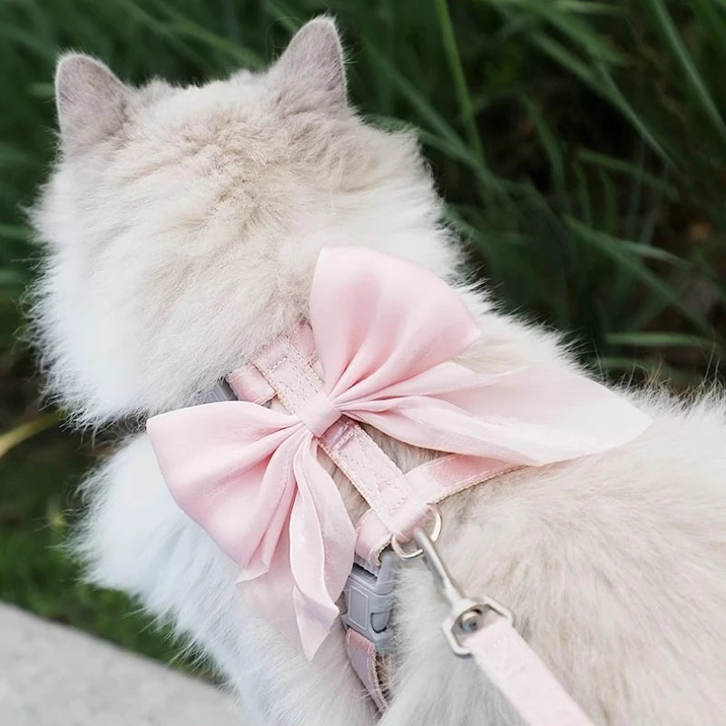 Cat Collar and Lead Adjustable Harness with Traction Rope for Cats Kittens Puppies