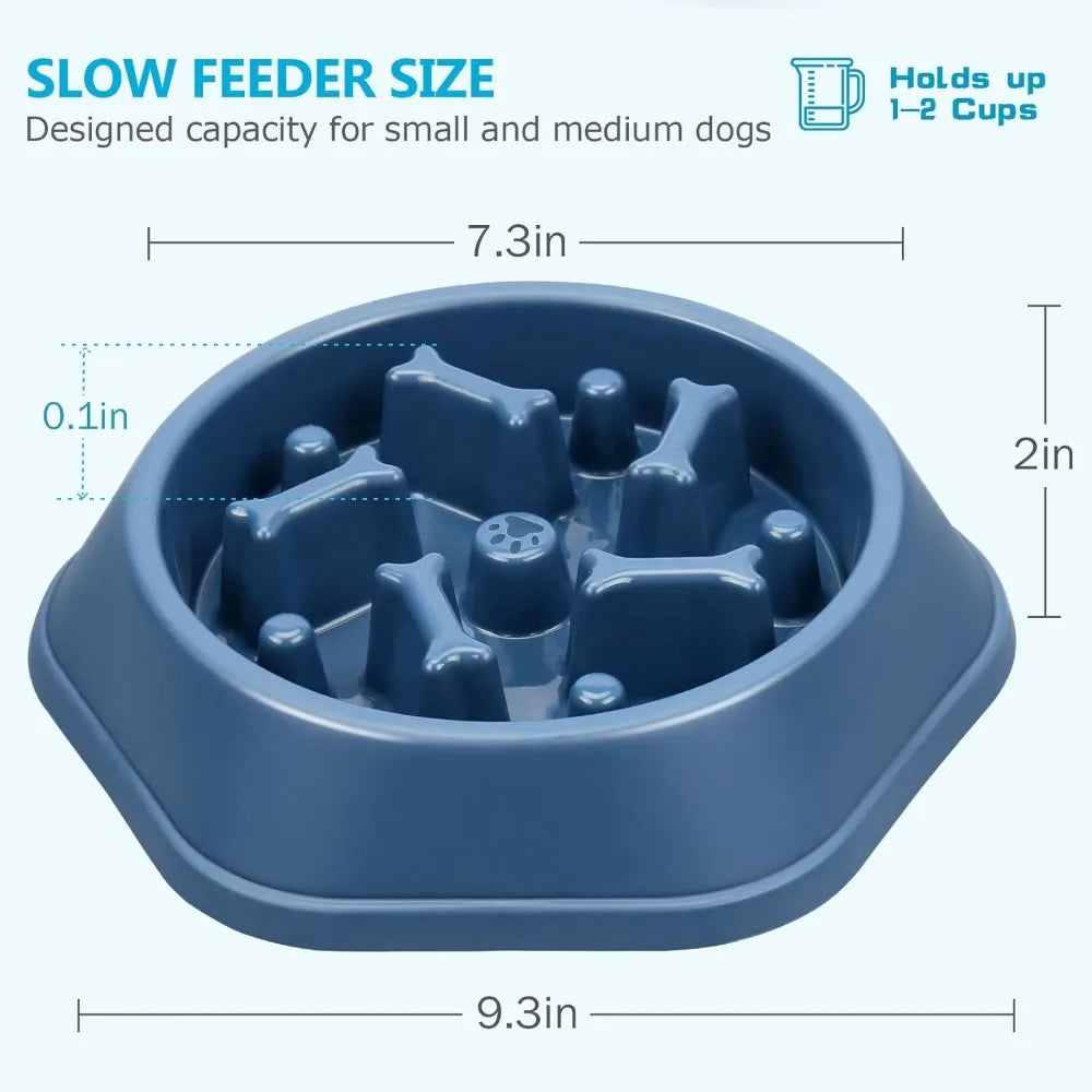 Slow Feeder Dog Bowl Anti-Chocking, Interactive Pet Puzzle Bowls for Small Medium Dogs, Bloat Stop Non-Slide Food Dish