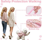 Dog Lift Harness Backpack for Small Dogs Cats, Adjustable Sling Carrier for Hiking Travel Outdoor Pink Medium