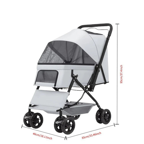 Mincy Pets 4-Wheel Pet Stroller with Large Space for Dogs & Cats product photo.