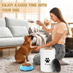 Extra Large 30+14 lbs Metal Dog Food Storage Containers Set of 2 Airtight Treat Jars with Lids & Scoops, Farmhouse Style