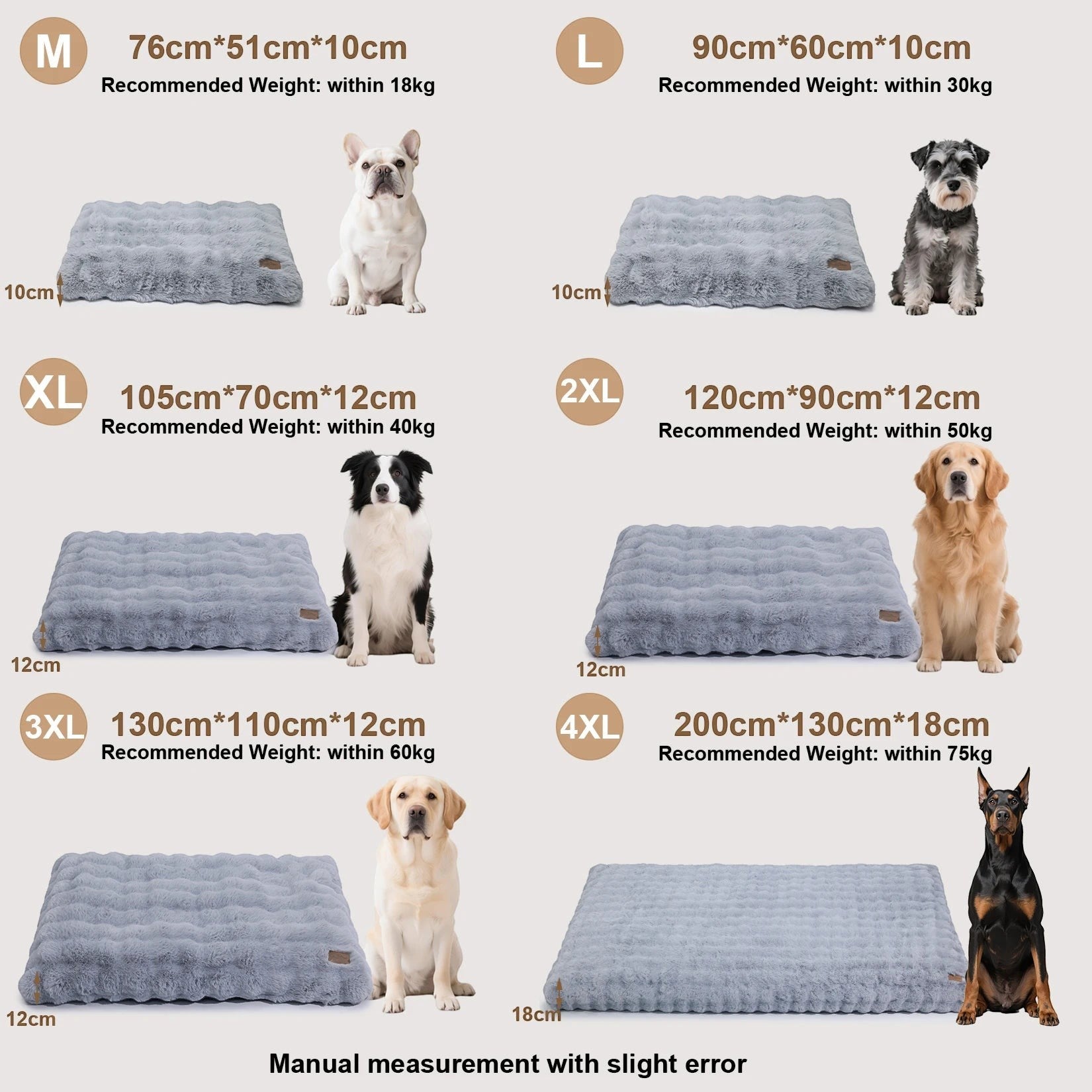 Ultra Plush Dog Bed Soft Pet Cushion Large Dog Crate Puppy Mattress Washable Mat