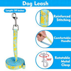 Cute Dog Harness Collar Leash Set - Blue Girl Dog Harness Checke Step-in Design, Adjustable No-Choke Lightweight Mesh Vest for