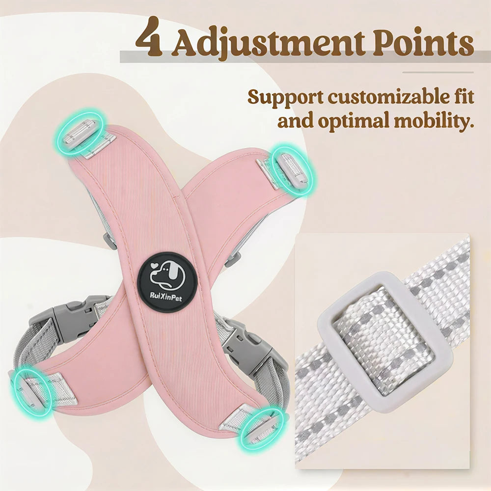Dog Harness Leash Set Reflective Adjustable Pet Vest Harness with Metal D Ring Breathable Puppy Cat Walking Chest Strap Supplies