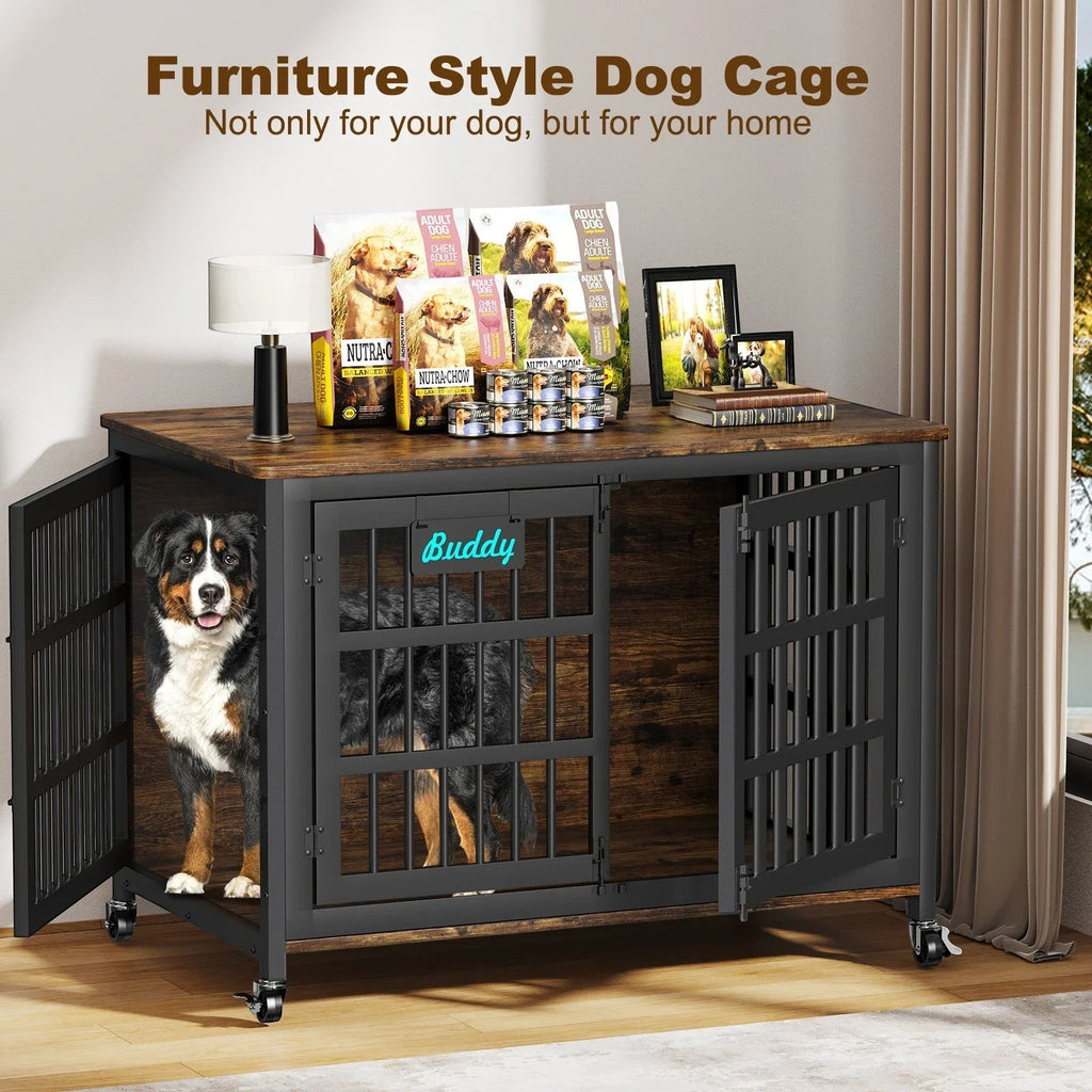 Dog Crate Furniture with Casters