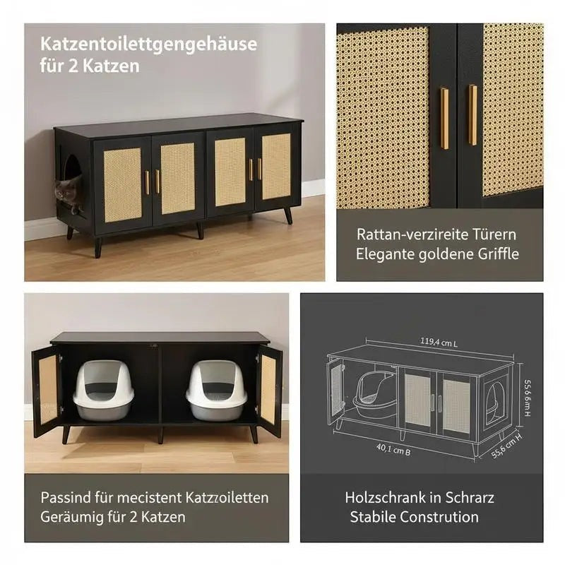 Cane-Look Litter Cabinet