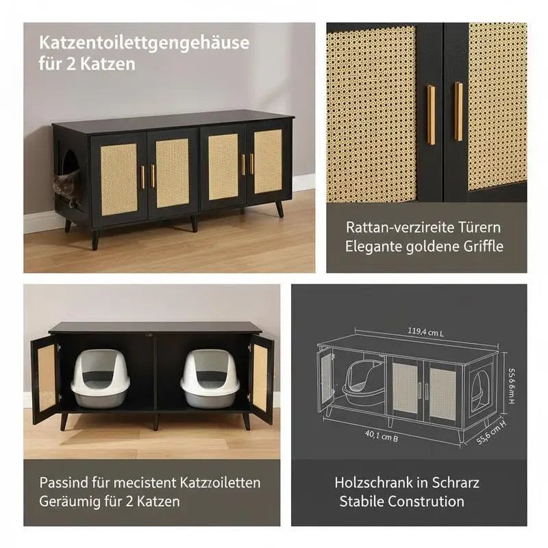 Cane-Look Litter Cabinet