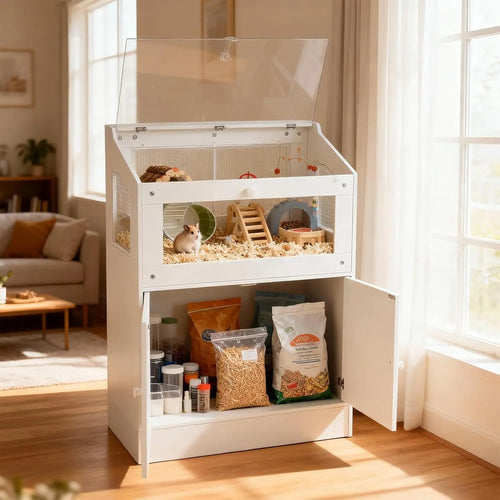 Mincy Pets Acrylic Small-Animal Cage with Cabinet product photo.