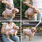 Dog Lift Harness Backpack for Small Dogs Cats, Adjustable Sling Carrier for Hiking Travel Outdoor Pink Medium