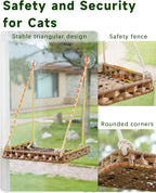 Cat Window Perch Hammock Bed for Indoor Cats, Large Handwoven PE Rattan Window Seat, 4 Suction Cups, Washable Cushion, 2.3 Inch Fence Shelf