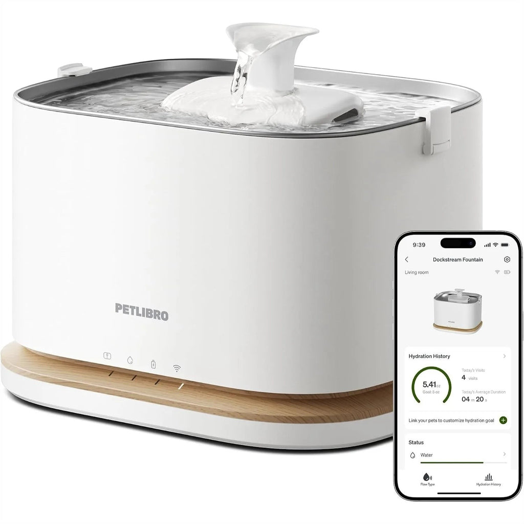 Wireless Cat Water Fountain with App Monitoring, 3L/101oz Cordless Pet Water Dispenser with Stainless Steel Tray, 5GHz WiFi