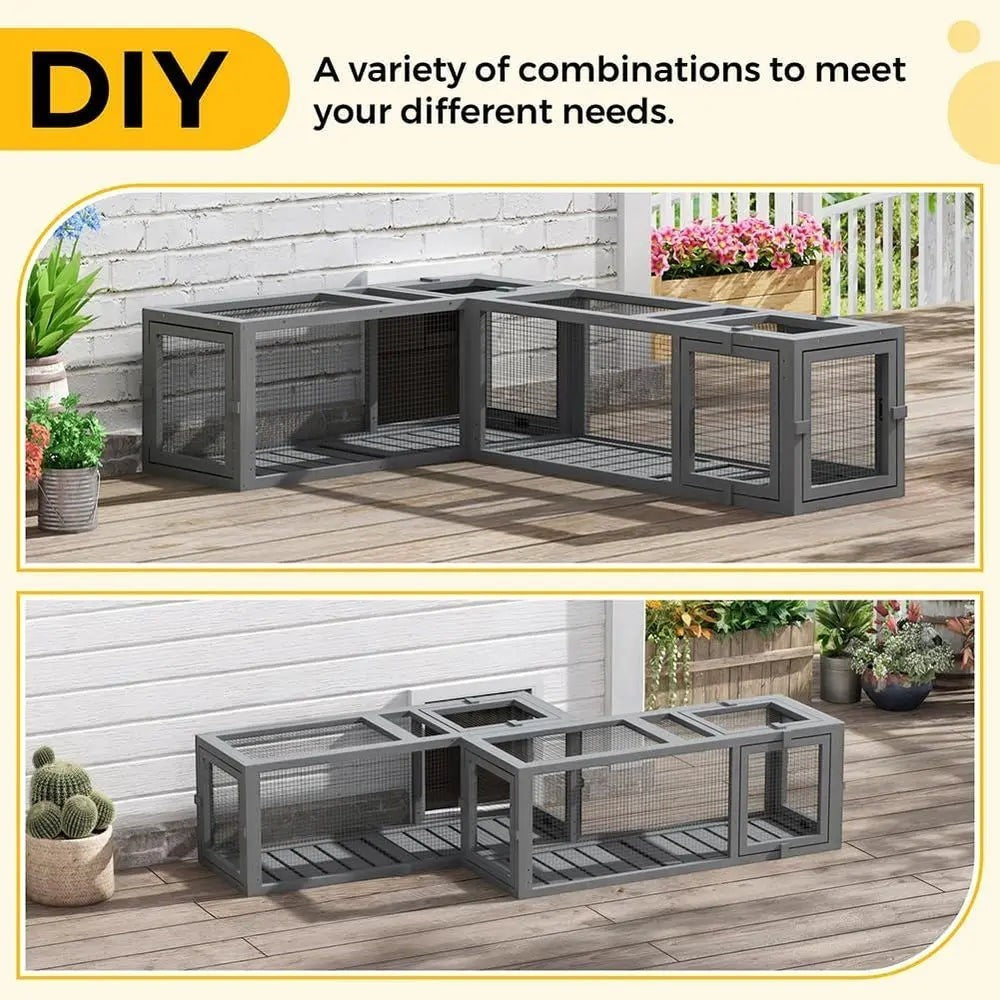 Configurable Window Catio with Multi-Level Cat Tunnel and Play Platforms for Indoor/Outdoor Use