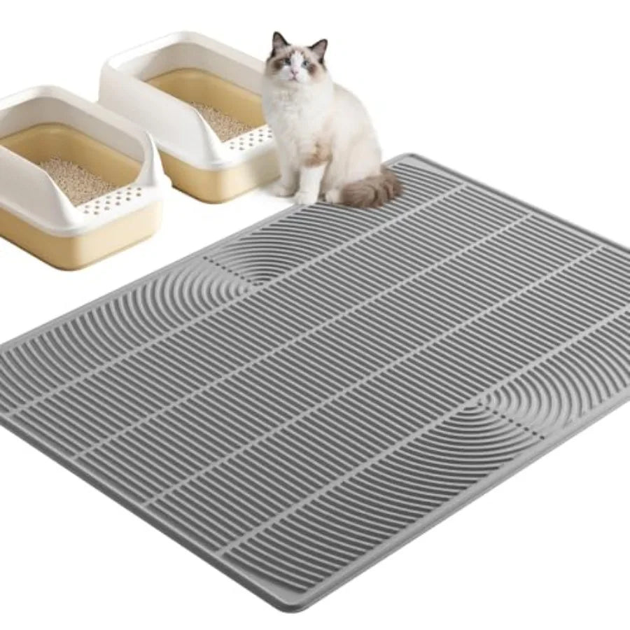 XXL Extra Large Cat Litter Mat, Silicone Litter Box Mat for Floor, Waterproof and Non-Slip, Easy to Clean, Cat Litter Trapping