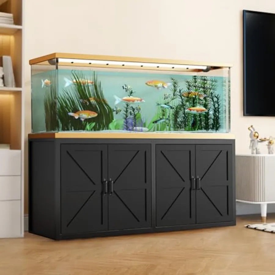 125-150 Gallon Fish Tank Stand with Power Outlet, Heavy Duty Aquarium Stand with Cabinet Storage for Fish Tank Filters and Acce
