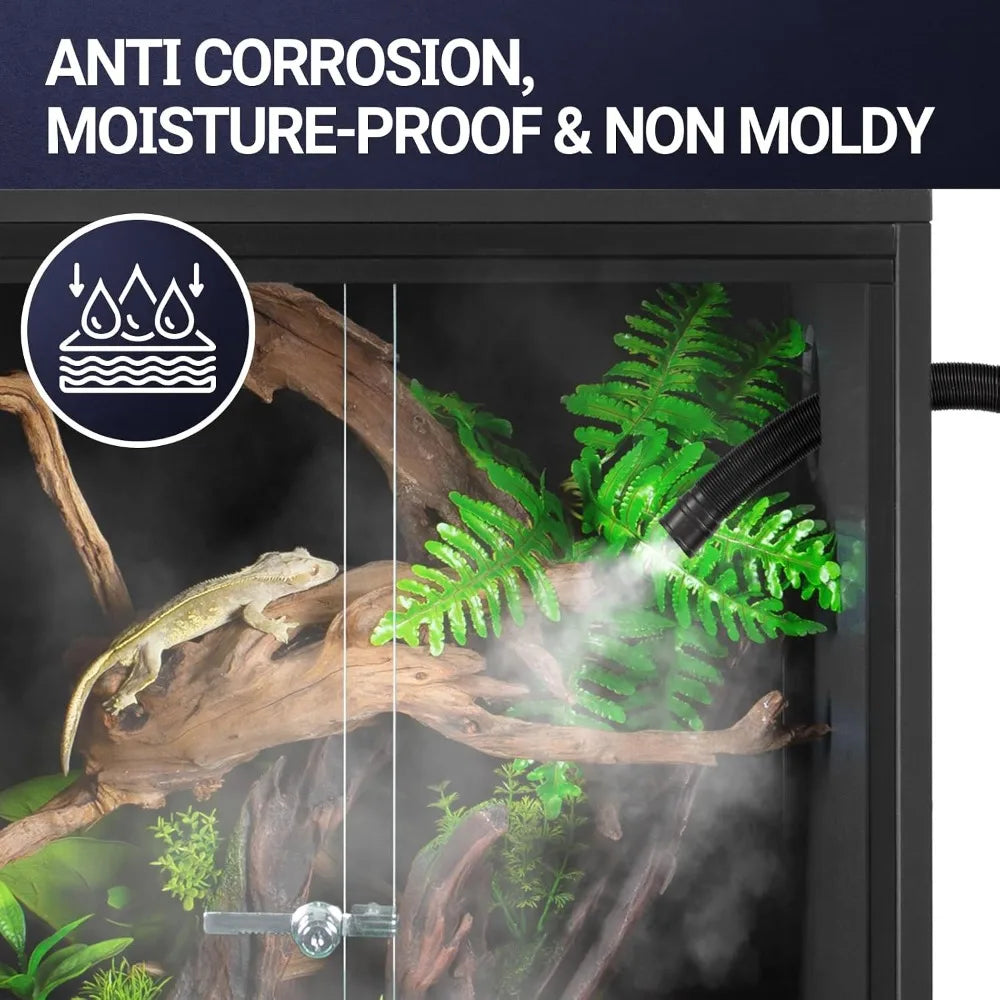 30 Gallon PVC Tall Reptile Tank, 18x18x24 Terrarium for Frog Lizard Gecko Chameleon Snake, Sliding Door & Top Screen Ventilation
