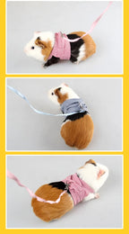 Floral Summer Pet Clothes with Harness & Leash Set Small Animal Outfit for Hamster Guinea Pig Squirrel Mice and Small Pets