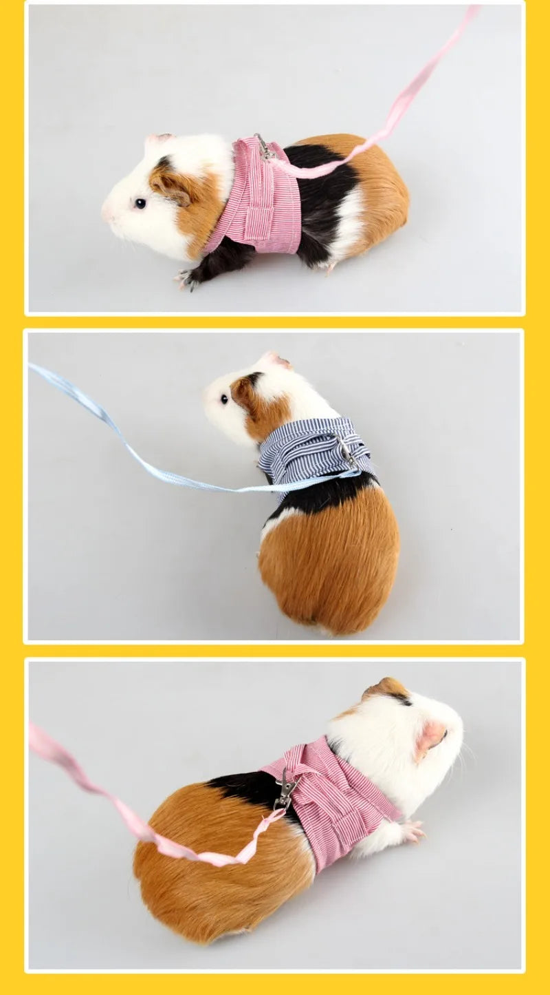 Floral Summer Pet Clothes with Harness & Leash Set Small Animal Outfit for Hamster Guinea Pig Squirrel Mice and Small Pets