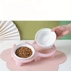 Pet Feeding Bowl Cat Single Capacity 15° Tilt Neck Protection Anti Slip Stainless Steel Indoor Daily Kitten Plastic Base