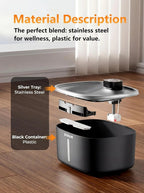 Dog Cat Water Fountain with Doggy Spout, Stainless Steel, 10L, LED Window, Multi-Filtration