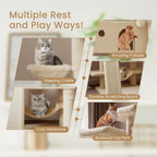 65in Larger Cat Tree Tower Condo for Indoor Kitties/Multi-Level Furniture Activity Center with Wide Base/Cozy Plush Cat Perches/