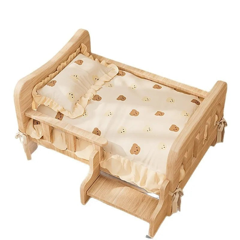 Solid Wood Elevated Dog Bed All Season Pet House for Small Medium Large Dogs Cats Raised Puppy Sleeping Pet Supplies Dog Bed