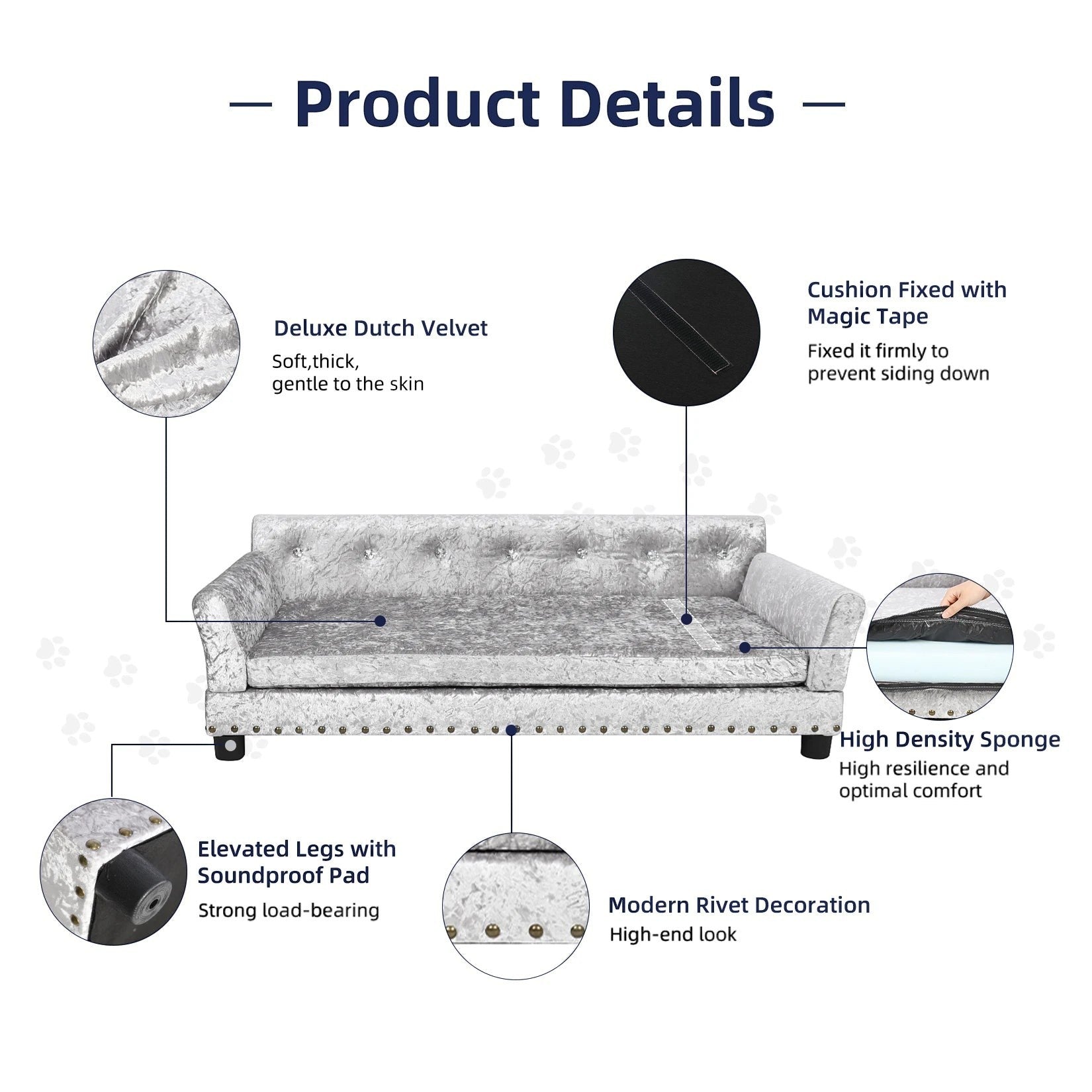 Elevated Dog Sofa Bed with Removable Cushion