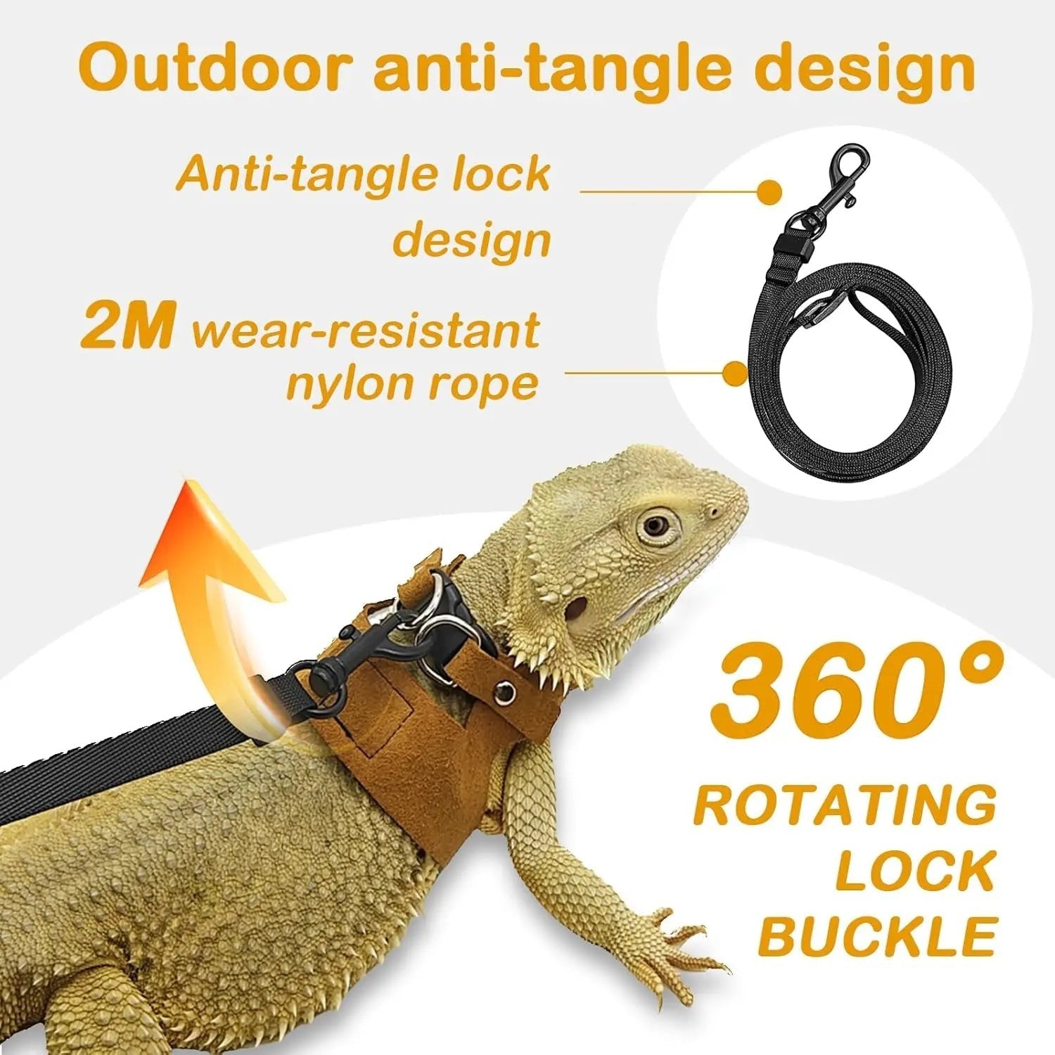 Mincy Pets Adjustable Reptile Harness & Leash Set product photo.
