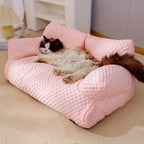 Washable Pet Bed Pet Sofa Bed Warm Soft Comfortable Removable Washable Anti Skid Bottom Cat Couch Bed for Cats Dogs