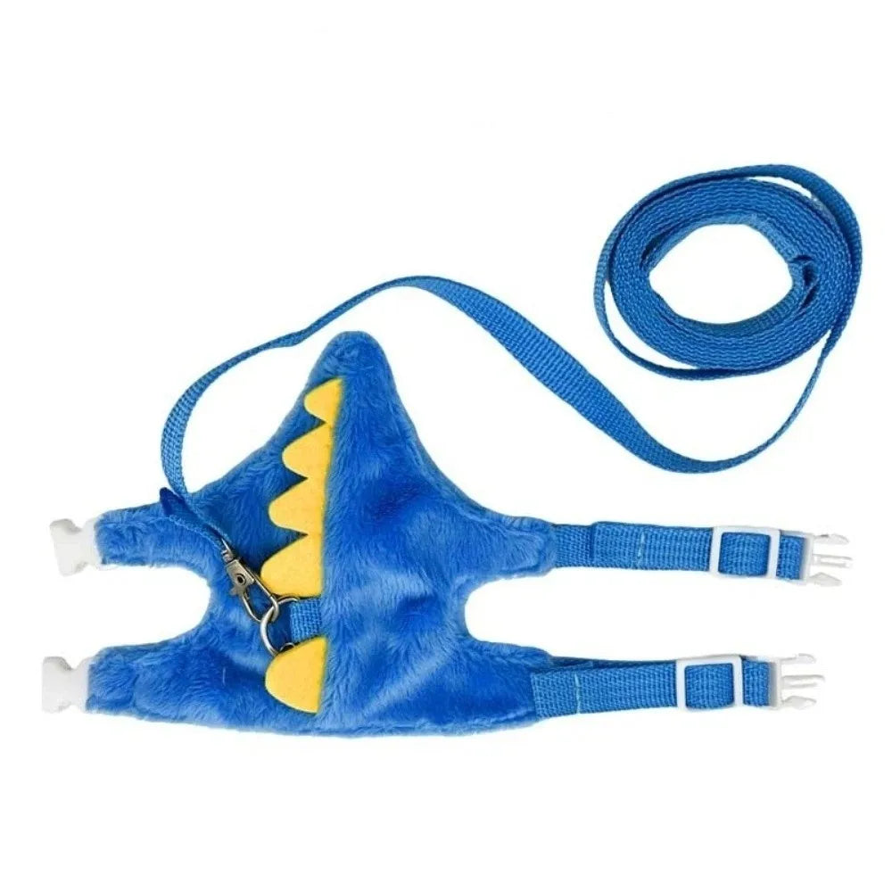 Adjustable Ferret Vest Harness Dinosaur Shape Escape-Proof Pet Traction Rope Comfortable with Bell Guinea Pig Safety Vest