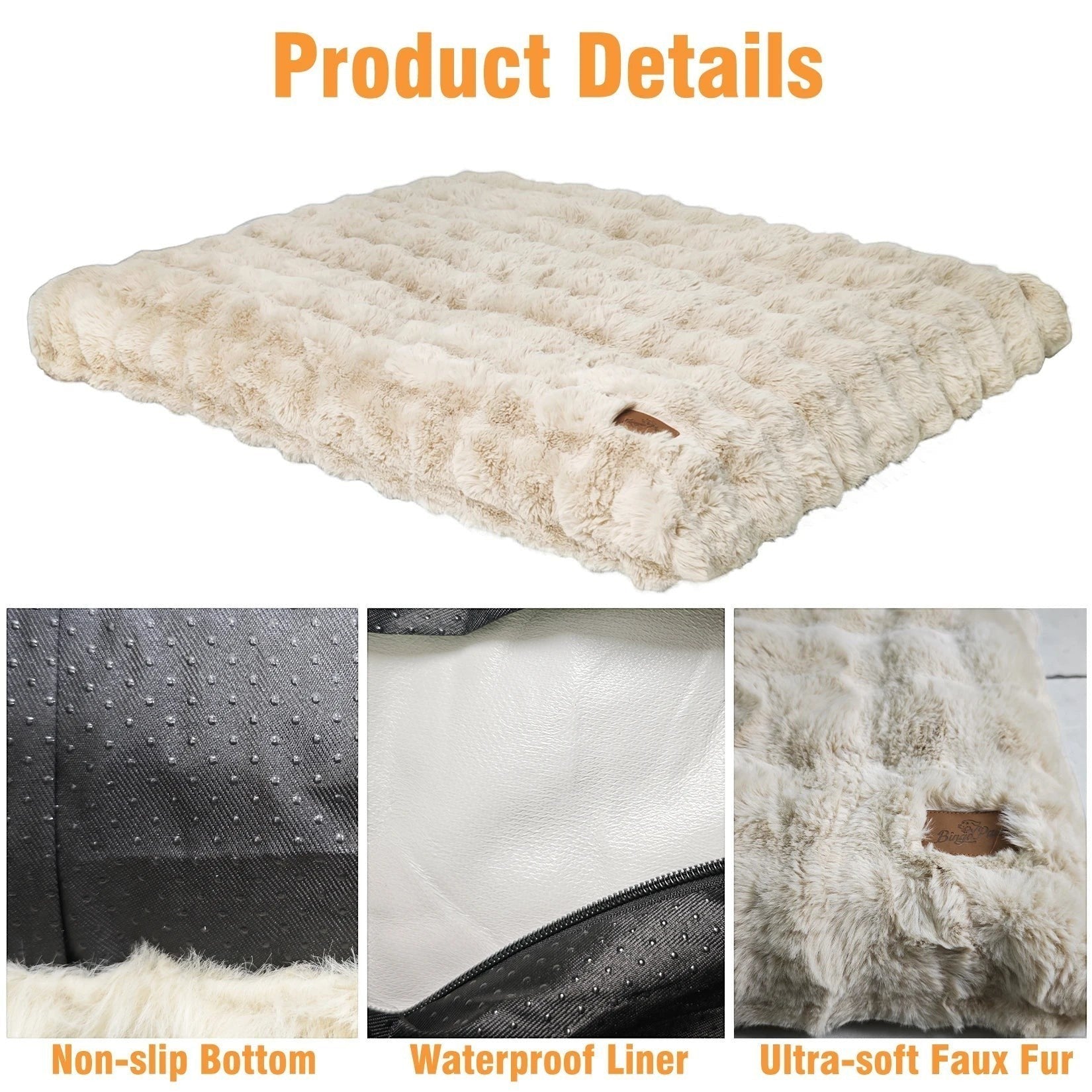 Mincy Pets Plush Dog Bed: Waterproof-Lined Foam Mat product photo.