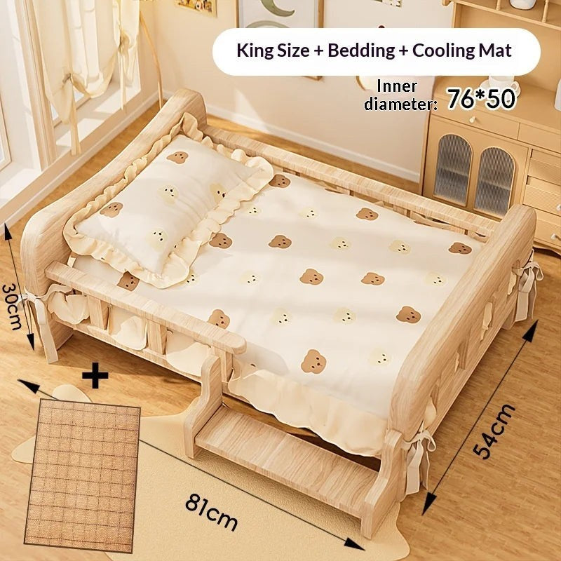 Solid Wood Elevated Dog Bed All Season Pet House for Small Medium Large Dogs Cats Raised Puppy Sleeping Pet Supplies Dog Bed