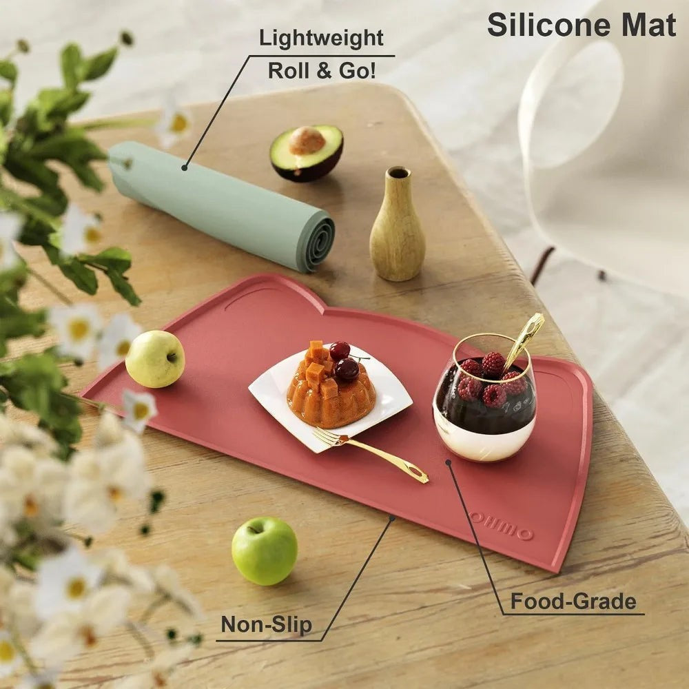 Non-Skid Silicone Pet Feeding Mat, Waterproof Dog Bowl Tray, Easy Clean, 18x10 inch
