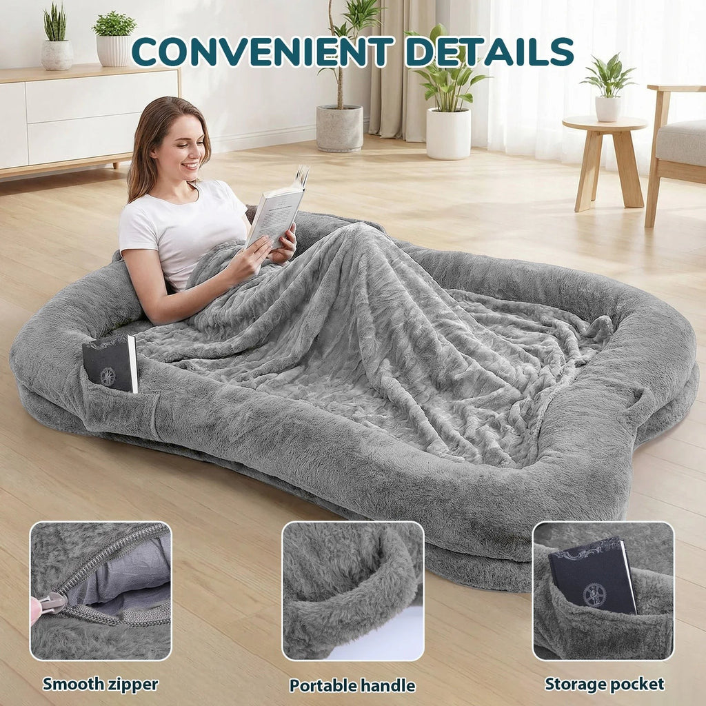 Human-Sized Faux Fur Dog Bed