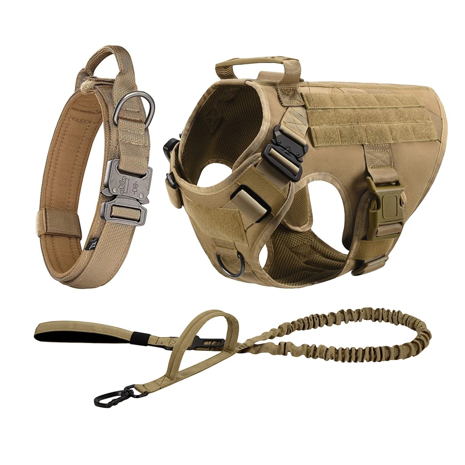 Mincy Pets Tactical Dog Harness with MOLLE Pouches & Leash product photo.