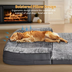 Foldable Human Dog Bed for Adult 2 in 1 Calming Large Dog Bed Washable Waterproof Dog Sofa Couch Bed Plush Cover Bolster Lounge
