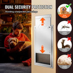 Pet Door Aluminum Frame with Lock and Flap System Weatherproof Doggy Door Easy to Install in Interior or Exterior Doors